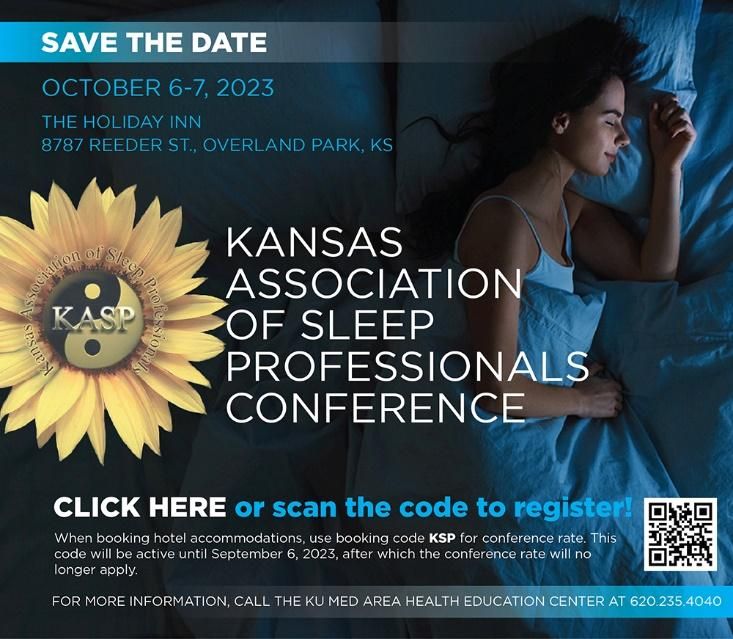 A poster with the kansas association of sleep professionals conference logo.
